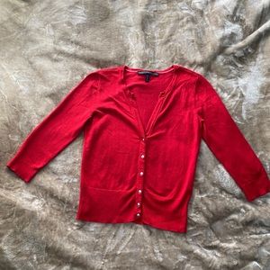 White House Black Market red knit top